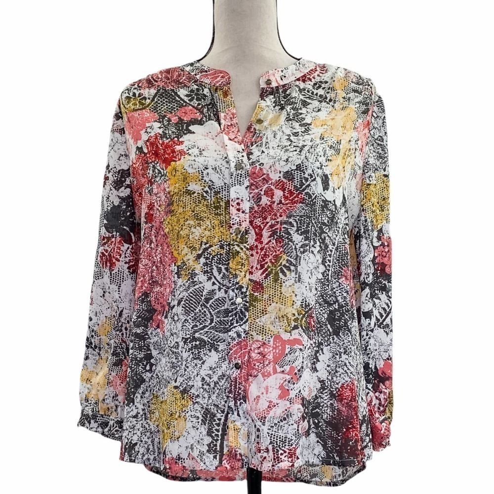LIZ Claiborne Floral Print Button Down Shirt